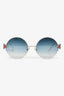 Fendi Silver Toned Blue/Red Embellishment Round Sunglasses