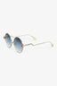 Fendi Silver Toned Blue/Red Embellishment Round Sunglasses