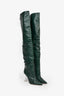 Amina Muaddi Forest Green Leather Thigh High 'Olivia' Boots Size 39