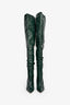 Amina Muaddi Forest Green Leather Thigh High 'Olivia' Boots Size 39