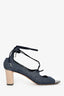 Jimmy Choo Blue Denim Strappy Block Heels Size 39