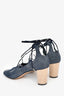 Jimmy Choo Blue Denim Strappy Block Heels Size 39