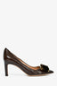 Salvatore Ferragamo Brown Leather Velvet Bow Heels Size 9
