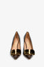 Salvatore Ferragamo Brown Leather Velvet Bow Heels Size 9