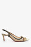 Christian Louboutin White/Animal Print Studded Slingback Kitten Heels Size 40.5