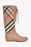 Burberry Beige Rubber Novacheck Tied Rainboots Size 40