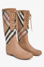Burberry Beige Rubber Novacheck Tied Rainboots Size 40