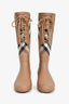 Burberry Beige Rubber Novacheck Tied Rainboots Size 40