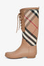 Burberry Beige Rubber Novacheck Tied Rainboots Size 40