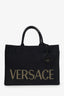Versace Black Canvas Logo Studded La Medusa Tote Bag With Strap