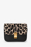 Celine Black Box Calfskin Pony Hair Leopard Medium Box Flap Bag