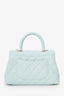 Pre-Loved Chanel™ 21S Tiffany Blue Caviar Leather Small Coco Handle