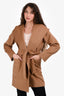Max Mara Brown Camel Wool Midi Belted Coat Size 4