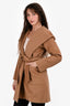 Max Mara Brown Camel Wool Midi Belted Coat Size 4