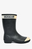 Pre-Loved Chanel™ 2019 Black/White Rubber Boots Size 37