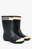 Pre-Loved Chanel™ 2019 Black/White Rubber Boots Size 37