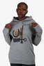Hermes Grey Graphic Print Hoodie Size XL