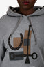 Hermes Grey Graphic Print Hoodie Size XL