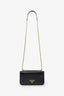 Prada Black Leather Triangle Logo Chain Shoulder Bag