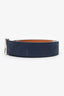 Berluti Navy Suede Leather Waist Belt Size 120 Mens