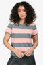 T By Alexander Wang Pink/Grey Striped Short Sleeve Cropped T-shirt Estimated Size S