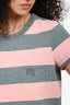 T By Alexander Wang Pink/Grey Striped Short Sleeve Cropped T-shirt Estimated Size S