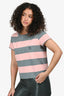 T By Alexander Wang Pink/Grey Striped Short Sleeve Cropped T-shirt Estimated Size S