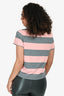 T By Alexander Wang Pink/Grey Striped Short Sleeve Cropped T-shirt Estimated Size S