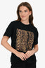 Alexander Wang Black Leopard Print Logo Short Sleeve T-Shirt Size S