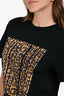 Alexander Wang Black Leopard Print Logo Short Sleeve T-Shirt Size S