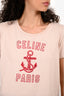 Celine Pink/Red Logo Printed Short Sleeves Cropped T-shirt Size L