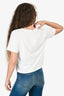 Celine White/Blue Logo Printed Cropped T-Shirt Size L