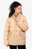 Burberry Beige Quilted Detail Down Jacket Size M