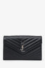Saint Laurent Black Chevron Leather Envelope Wallet On Chain