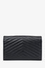 Saint Laurent Black Chevron Leather Envelope Wallet On Chain