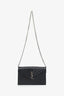 Saint Laurent Black Chevron Leather Envelope Wallet On Chain