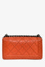 Pre-Loved Chanel™ 2014 Orange Caviar Whipstitch Leather 'Dallas' Medium Boy Bag