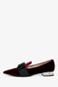 Miu Miu Burgundy Velvet Patent Bow Flats with Crystal Embellishment Size 37.5