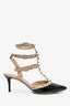 Valentino Black Patent Rockstud Kitten Heels Size 38