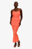 Asta Resort Orange Knit Flower Maxi 'Nina' Skirt + Tank Top Set Size M