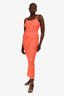 Asta Resort Orange Knit Flower Maxi 'Nina' Skirt + Tank Top Set Size M