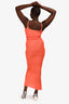 Asta Resort Orange Knit Flower Maxi 'Nina' Skirt + Tank Top Set Size M