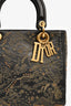 Christian Dior 2017 Black Leather Zodiac Embroidered Medium Lady D-Lite Bag with Strap