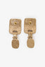 Pre-Loved Chanel™ 2021 Gold Toned Crown CC Plaque Faux Pearl Drop Earrings