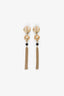 Pre-Loved Chanel™ 2018 Gold Toned Black Double Crystal CC Dangle Earrings