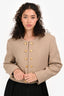 Celine Beige Wool Tweed Gold Buttoned Jacket Size 40