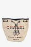 Pre-Loved Chanel™ 2018-19 Beige Cloth Deauville Logo Bucket Shoulder Bag