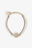 Pre-Loved Chanel™ 2023 Gold Toned Faux Pearl Double Chain CC Crystal Choker