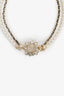 Pre-Loved Chanel™ 2023 Gold Toned Faux Pearl Double Chain CC Crystal Choker