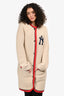 Gucci x NY Yankees Beige Alpaca/Wool Embellished Patchwork Long Cardigan Size S